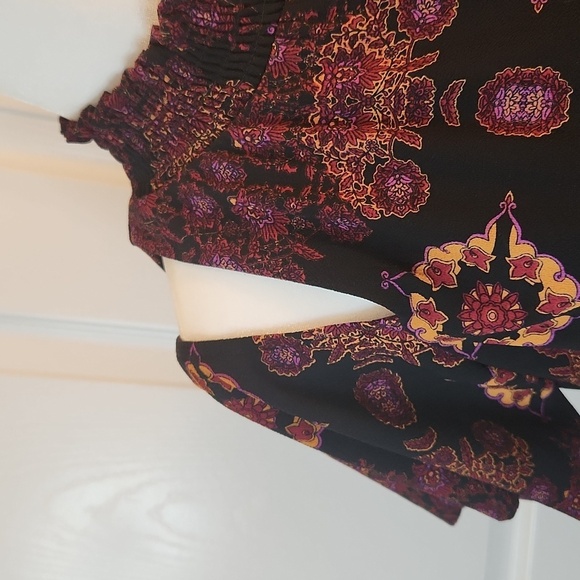 Signature Collection Boho Marrakesh Print Mock Neck Cold Shoulder Dress Size S - Picture 13 of 15